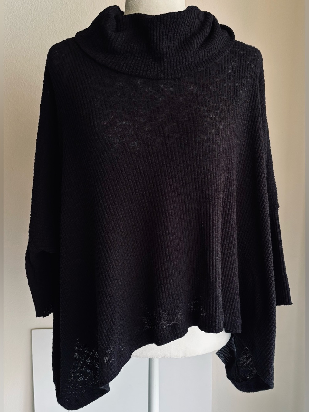 Free People Beach Black Ribbed Cowl Neck Women’s Sweater